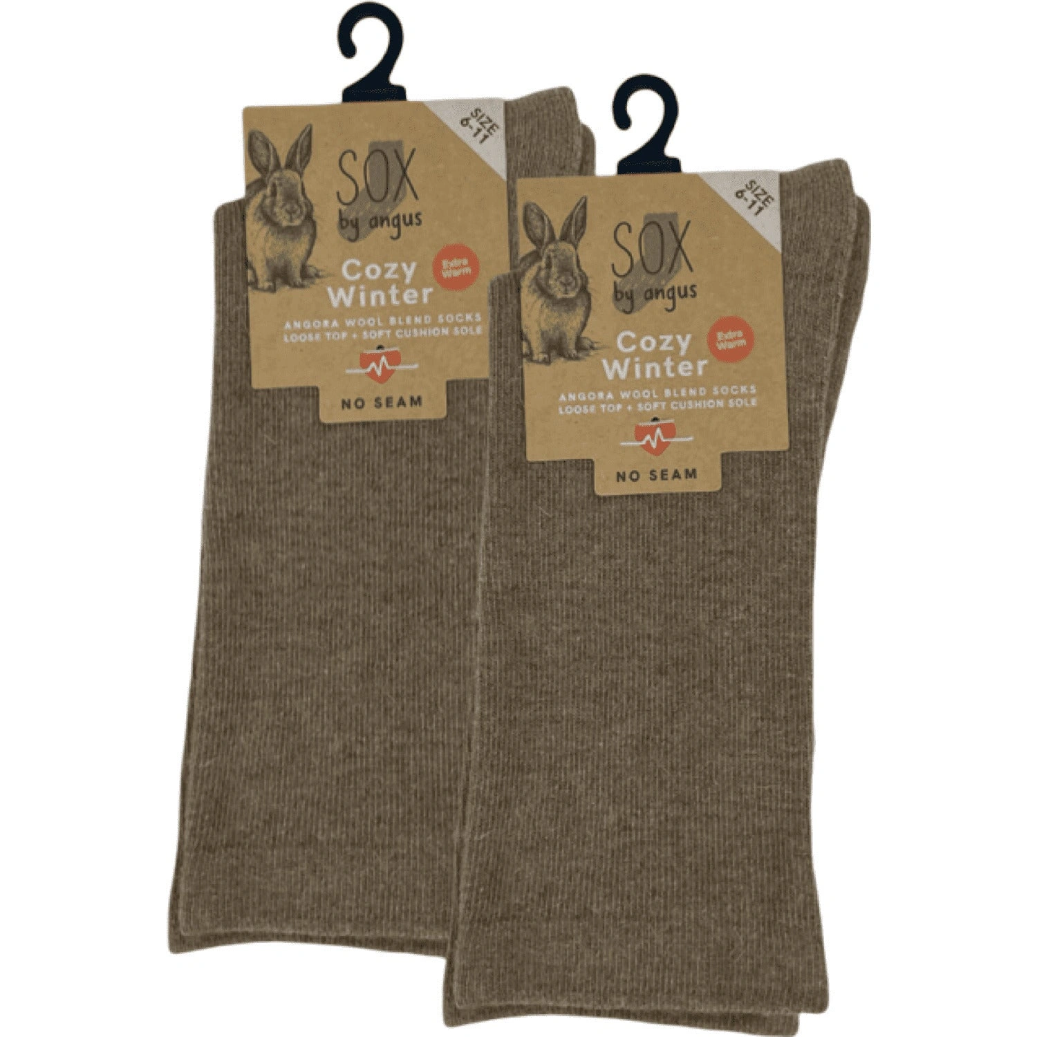 Cozy Mocha Angora Blend Socks - Seamless Comfort for Your Feet.