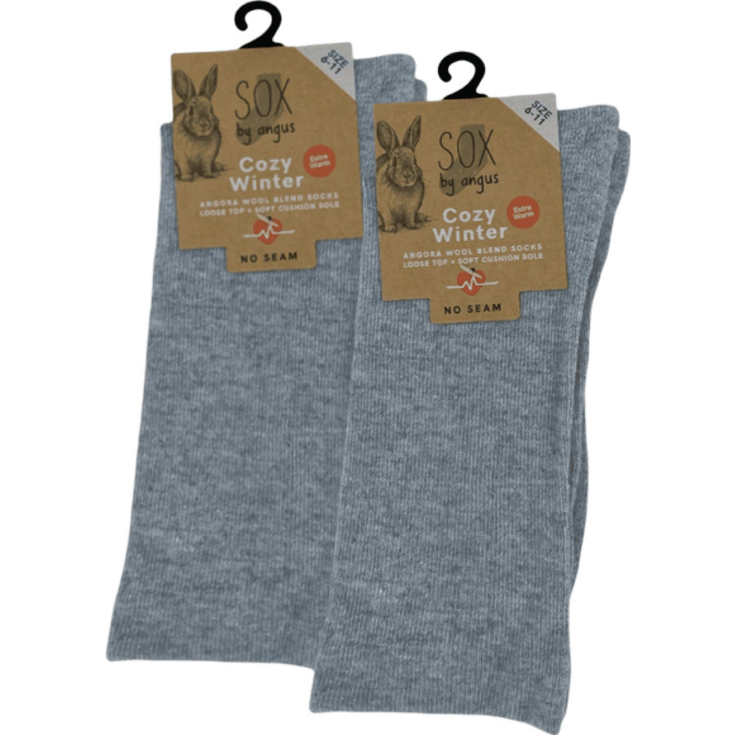 Cozy Comfort: Angora Blend, No-Seam Socks in Light Grey. Loose Tops.
