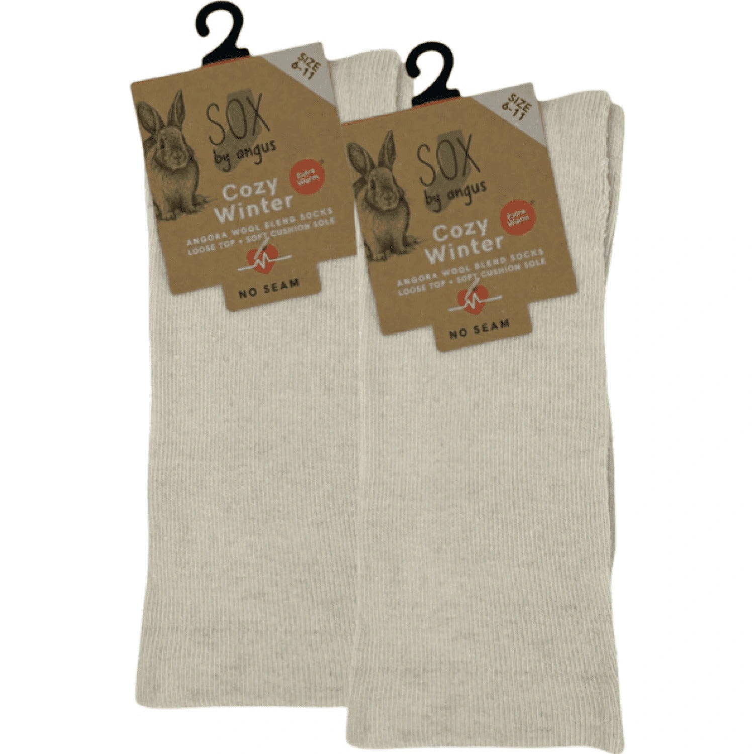 Luxurious Angora Wool Blend Socks – Seamless Comfort, Bone Color – Pure Bliss.