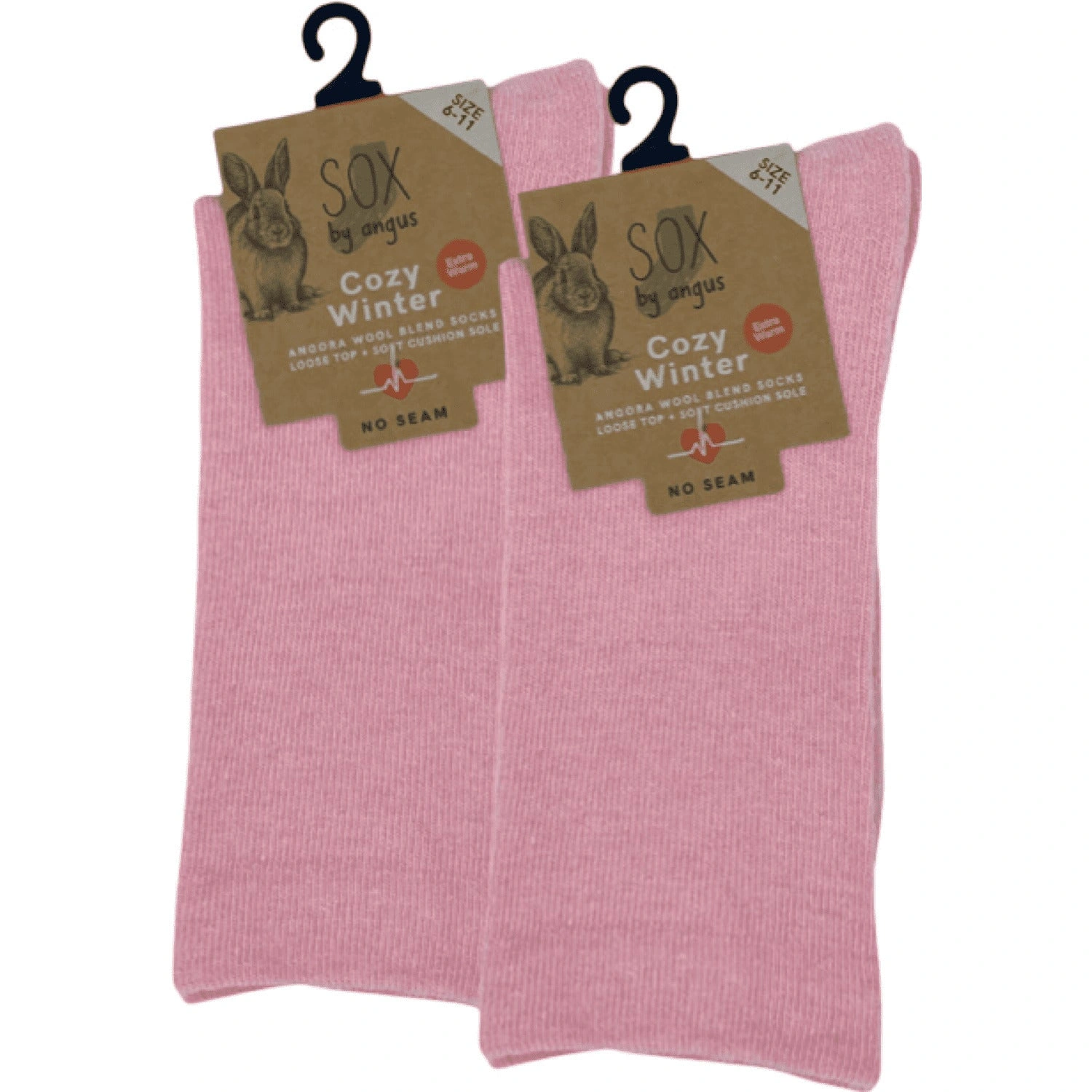 Cloud-Soft Angora Socks - Pink, Seamless Comfort for Cozy Feet.